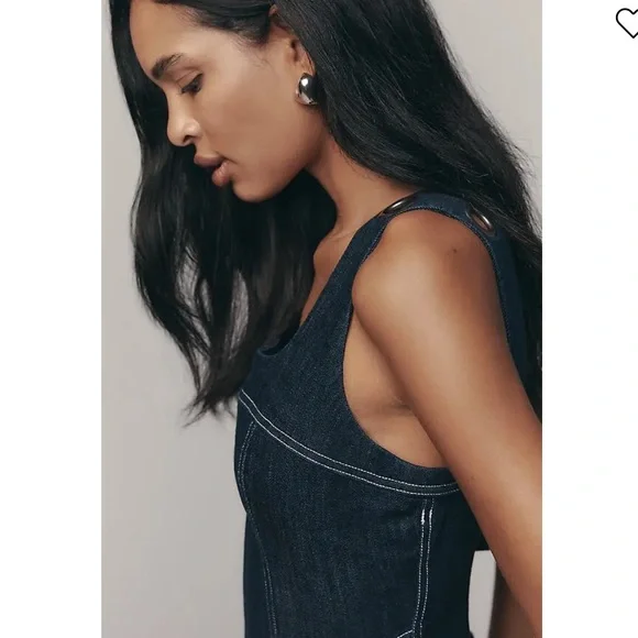 Anthropologie PILCRO Square-Neck Denim A-Line Midi Dress. Size MP. MSRP $178 - Picture 4 of 15